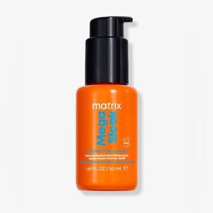 Matrix  
Mega Sleek 96H Anti-Frizz Topcoat Hair Serum.  Size 50 ml